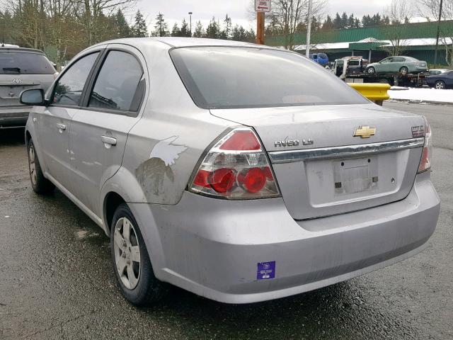 KL1TD56668B048989 - 2008 CHEVROLET AVEO BASE ვერცხლისფერი ფოტო 3