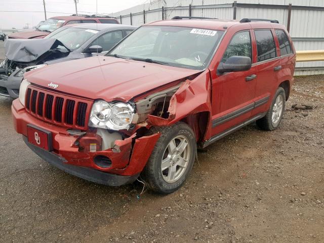 1J4GS48K55C557959 - 2005 JEEP GRAND CHER RED photo 2