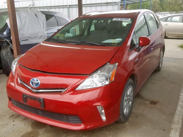 JTDZN3EU5EJ003838 - 2014 TOYOTA PRIUS V RED photo 2