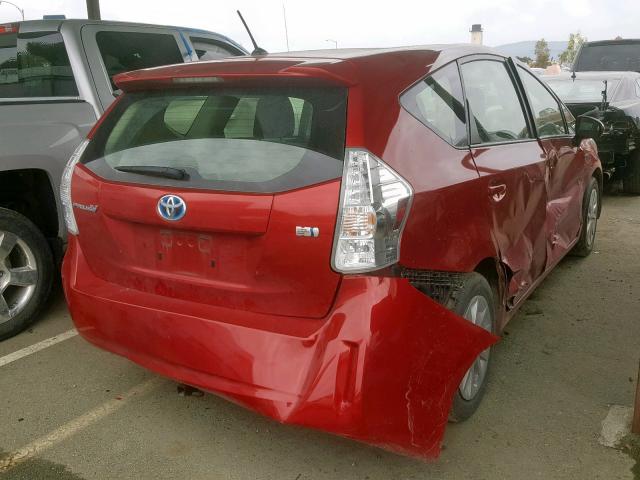 JTDZN3EU5EJ003838 - 2014 TOYOTA PRIUS V RED photo 4