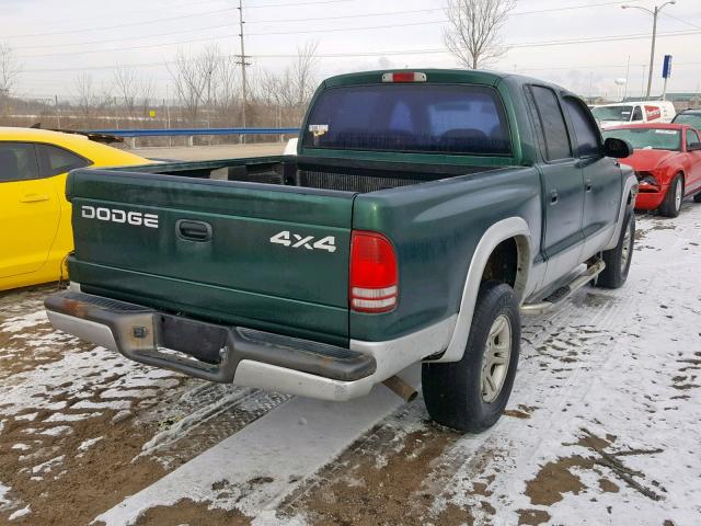 1B7HG48X22S605202 - 2002 DODGE DAKOTA QUA GREEN photo 4