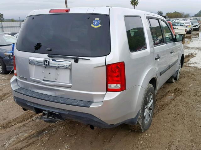 5FNYF3H23CB019270 - 2012 HONDA PILOT LX SILVER photo 4