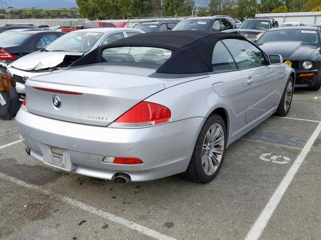 WBAEK134X6CN78843 - 2006 BMW 650 I SILVER photo 4