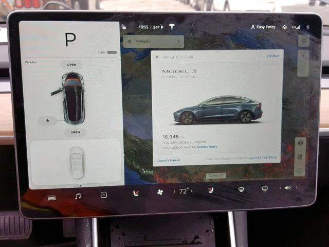 5YJ3E1EA5JF021810 - 2018 TESLA MODEL 3 CHARCOAL photo 9