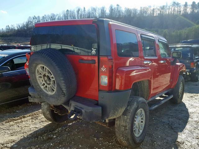 5GTEN13E288168569 - 2008 HUMMER H3 RED photo 4