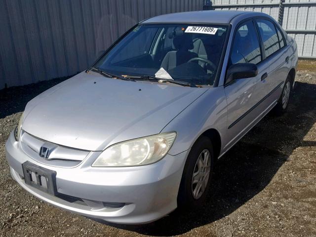 1HGES16375L024603 - 2005 HONDA CIVIC DX V SILVER photo 2