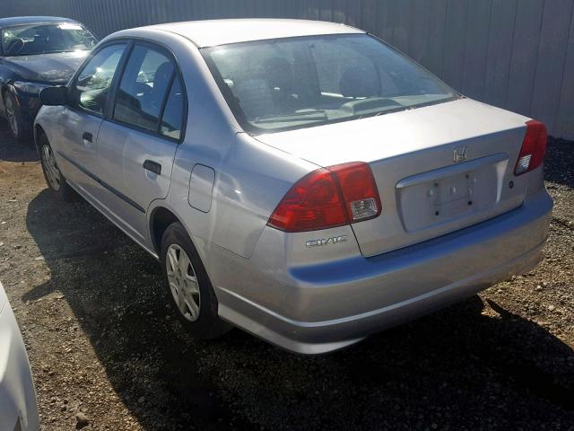 1HGES16375L024603 - 2005 HONDA CIVIC DX V SILVER photo 3