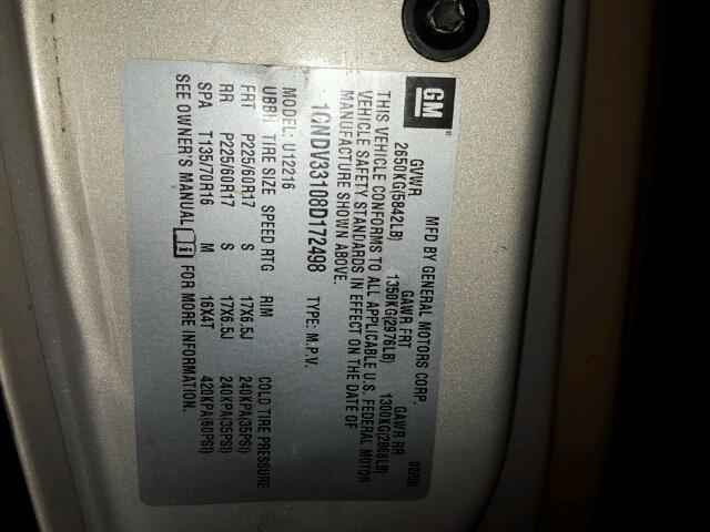 1GNDV33108D172498 - 2008 CHEVROLET UPLANDER L 金色 照片 10