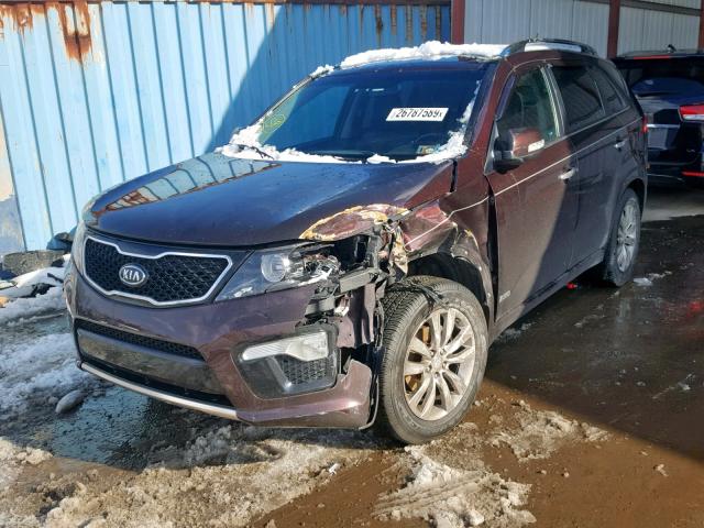 5XYKWDA28CG194015 - 2012 KIA SORENTO SX BURGUNDY photo 2