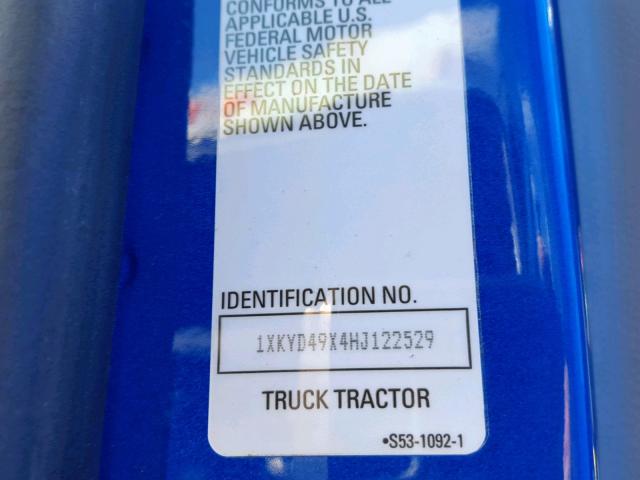 1XKYD49X4HJ122529 - 2017 KENWORTH CONSTRUCTI BLUE photo 10