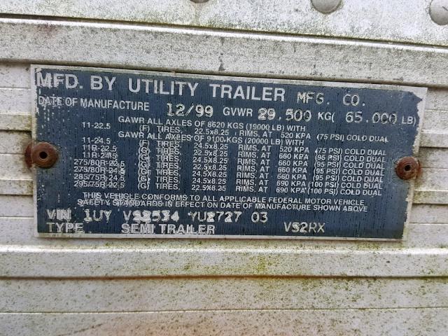 1UYVS2534YU272703 - 2000 UTILITY TRAILER WHITE photo 10