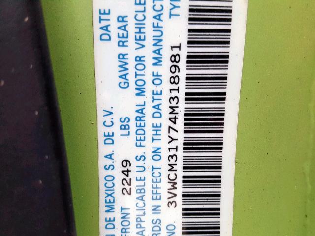 3VWCM31Y74M318981 - 2004 VOLKSWAGEN NEW BEETLE Yaşıl foto 10