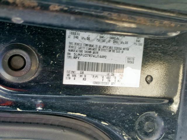 5LMFU27R74LJ14492 - 2004 LINCOLN NAVIGATOR Noir photo 10