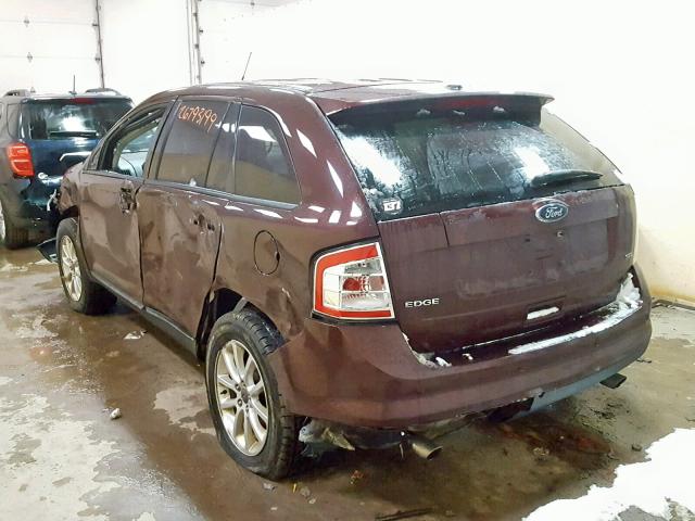 2FMDK3JC0ABB09642 - 2010 FORD EDGE SEL MAROON photo 3