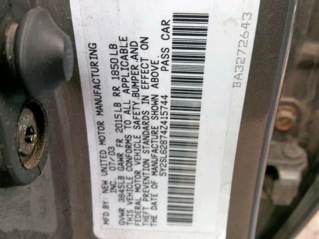 5Y2SL62874Z415744 - 2004 PONTIAC VIBE GRAY photo 10