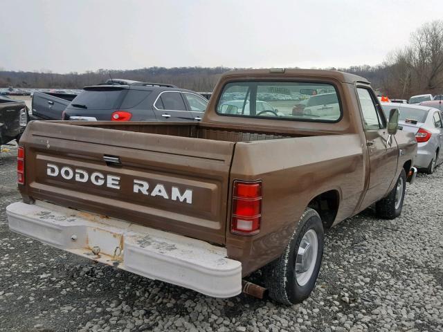 1B7FD14T2HS347936 - 1987 DODGE D-SERIES D BROWN photo 4