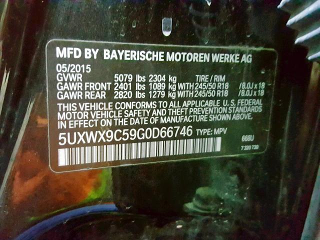5UXWX9C59G0D66746 - 2016 BMW X3 XDRIVE2 BLACK photo 10