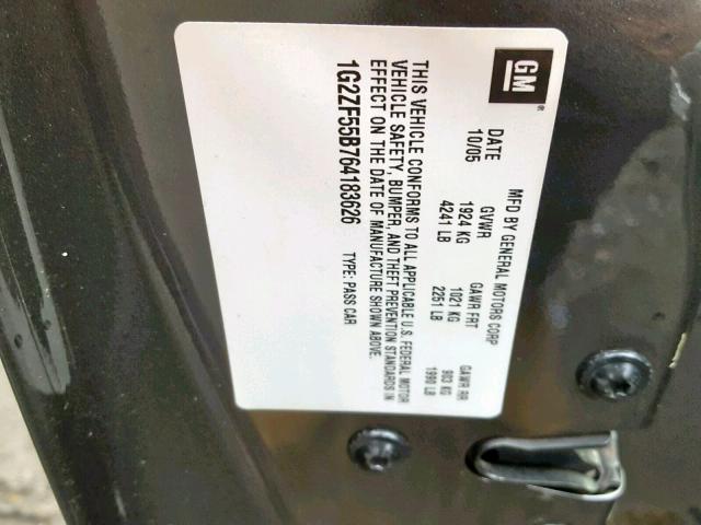 1G2ZF55B764183626 - 2006 PONTIAC G6 SE GRAY photo 10