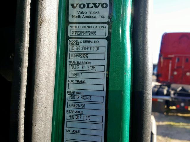 4V4M22RF8YN795493 - 2000 VOLVO VN GREEN photo 10