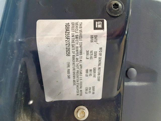 1G8AZ55F27Z128258 - 2007 SATURN ION LEVEL GRAY photo 10
