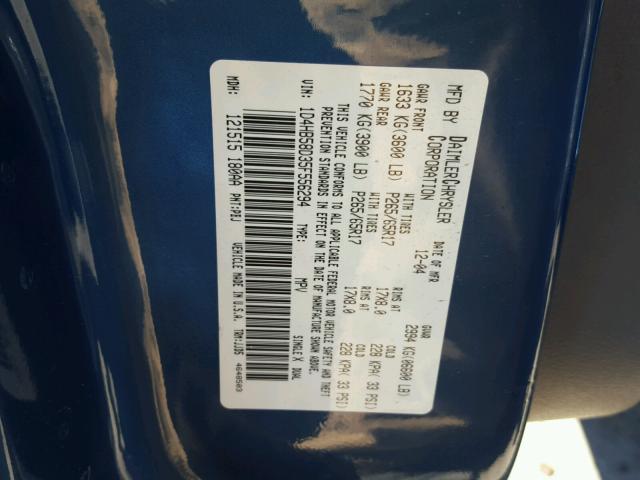 1D4HB58D35F556294 - 2005 DODGE DURANGO LI BLUE photo 10