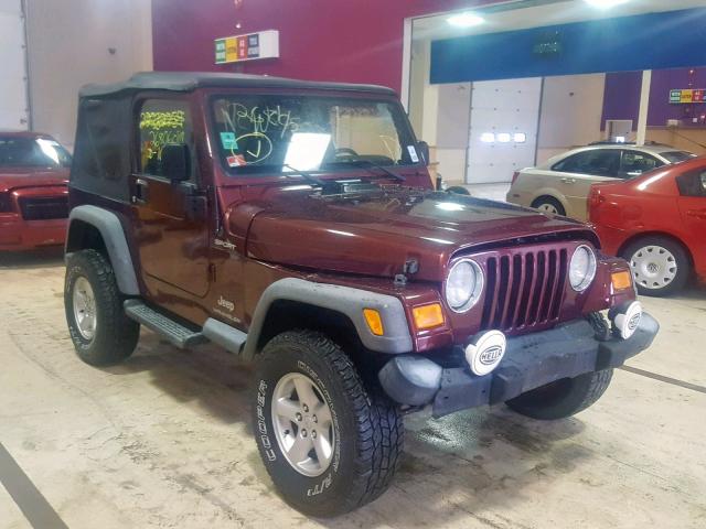 1J4FA49S04P707481 - 2004 JEEP WRANGLER / BURGUNDY photo 1