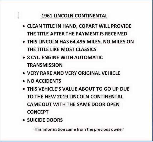 1Y82H403238 - 1961 LINCOLN CONTINENTL TAN photo 9