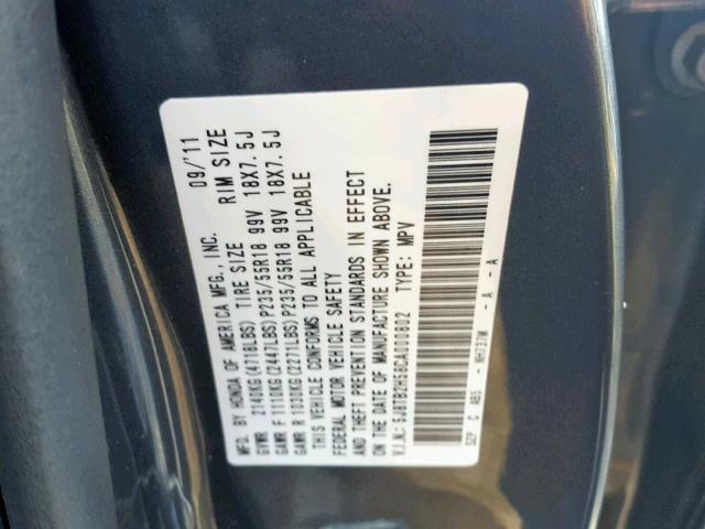 5J8TB2H58CA000802 - 2012 ACURA RDX TECHNO GRAY photo 10