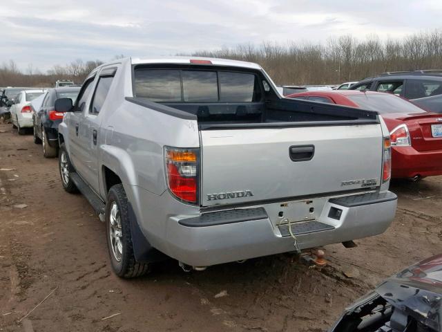 2HJYK16217H517286 - 2007 HONDA RIDGELINE SILVER photo 3