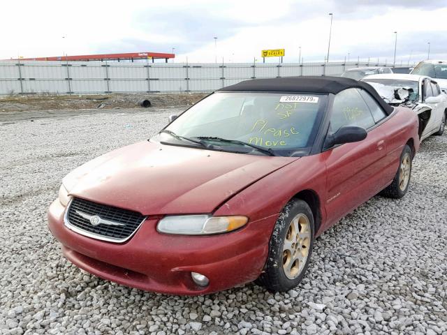 3C3EL55H4XT552921 - 1999 CHRYSLER SEBRING JX BURGUNDY photo 2