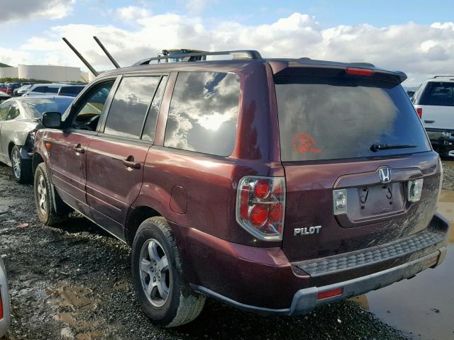 5FNYF28368B018057 - 2008 HONDA PILOT SE BURGUNDY photo 3