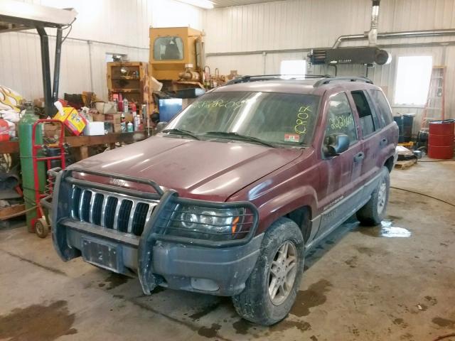 1J8GW48S42C146647 - 2002 JEEP GRAND CHER MAROON photo 2