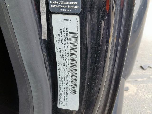 3VWBK31C55M416415 - 2005 VOLKSWAGEN NEW BEETLE BLACK photo 10