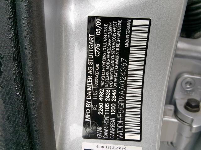 WDDHF5GB9AA024367 - 2010 MERCEDES-BENZ E 350 SILVER photo 10