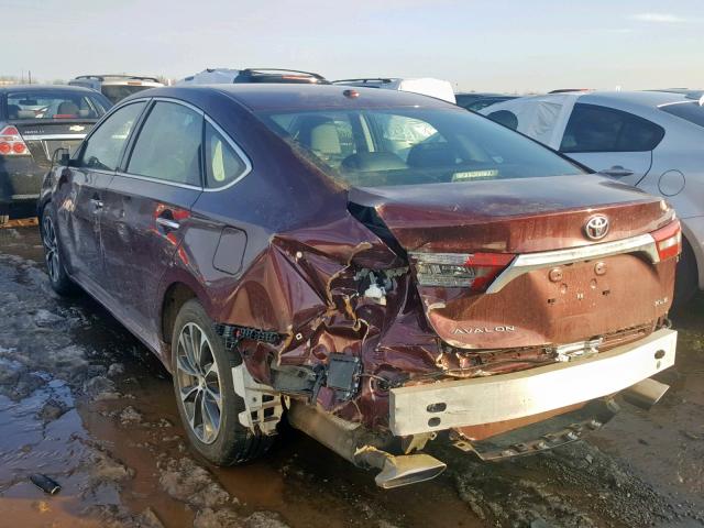 4T1BK1EB1JU285302 - 2018 TOYOTA AVALON XLE BURGUNDY photo 3