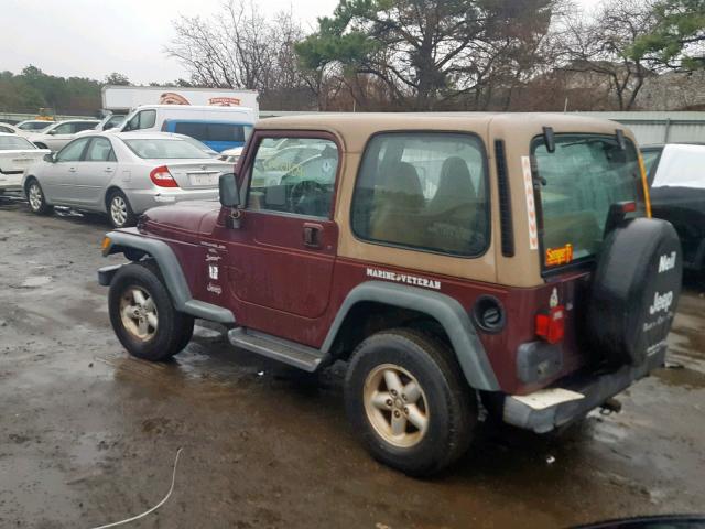 1J4FA49S31P306955 - 2001 JEEP WRANGLER / BURGUNDY photo 3