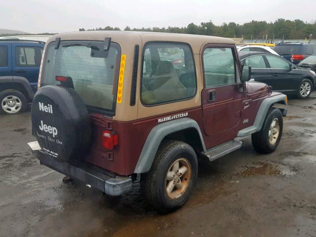 1J4FA49S31P306955 - 2001 JEEP WRANGLER / BURGUNDY photo 4