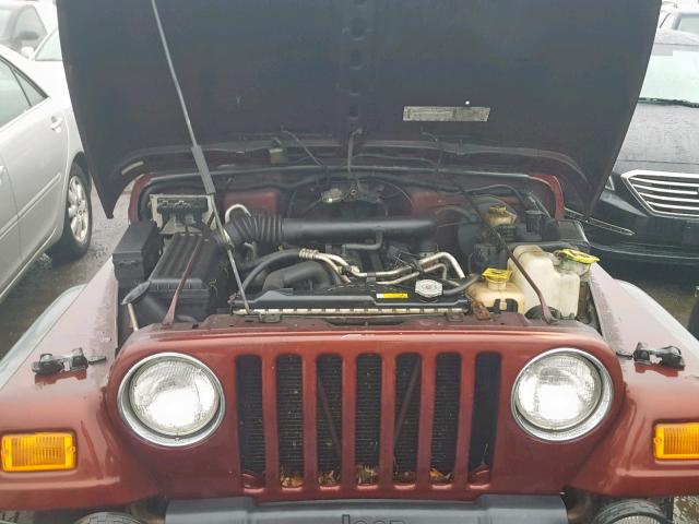 1J4FA49S31P306955 - 2001 JEEP WRANGLER / BURGUNDY photo 7