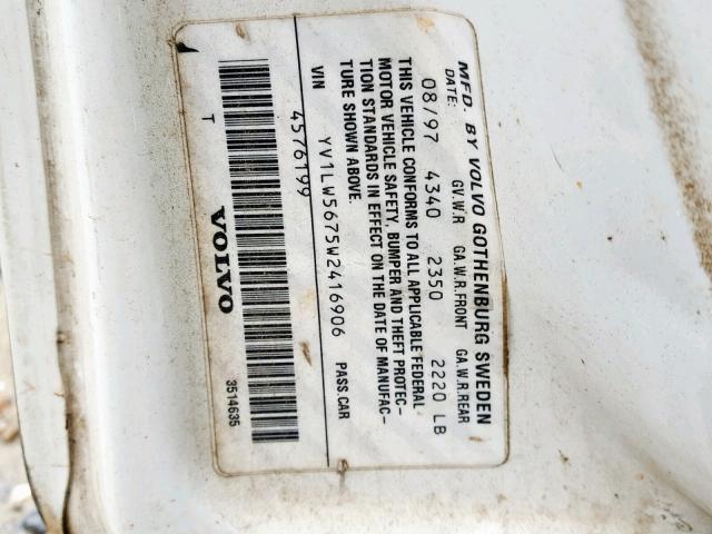 YV1LW5675W2416906 - 1998 VOLVO V70 GLT WHITE photo 10