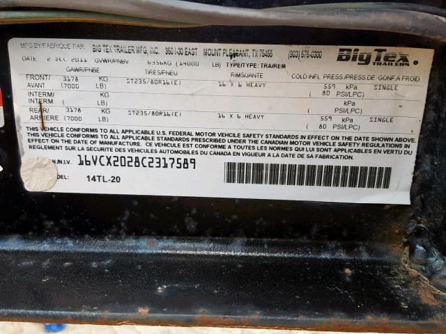 16VCX2028C2317589 - 2012 MISC FLATBED BLACK photo 10