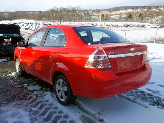 KL1TD56E49B611871 - 2009 CHEVROLET AVEO LS RED photo 3