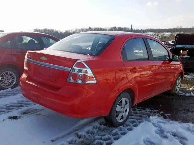 KL1TD56E49B611871 - 2009 CHEVROLET AVEO LS RED photo 4