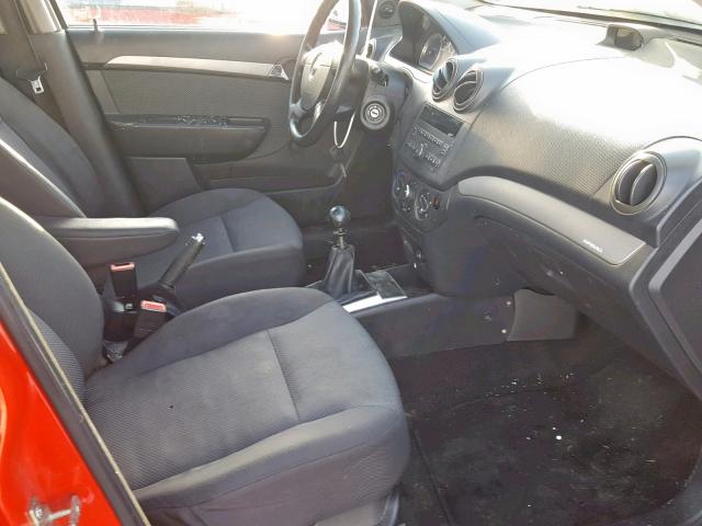 KL1TD56E49B611871 - 2009 CHEVROLET AVEO LS RED photo 5