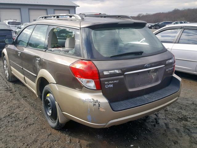 4S4BP60C386353810 - 2008 SUBARU OUTBACK BROWN photo 3