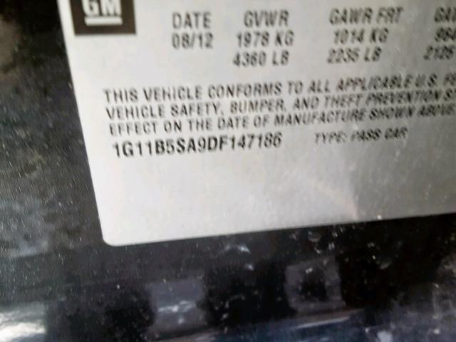 1G11B5SA9DF147186 - 2013 CHEVROLET MALIBU LS BLACK photo 10