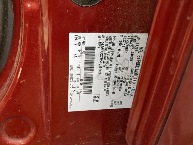 5LMFU27R54LJ13034 - 2004 LINCOLN NAVIGATOR Tünd qırmızı foto 10