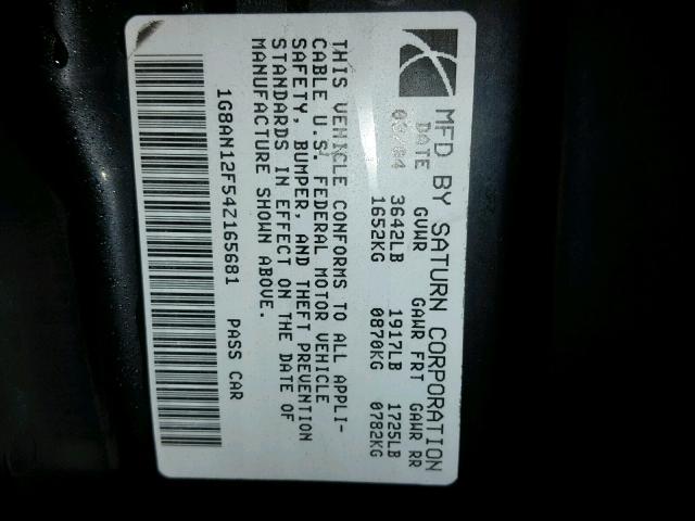 1G8AN12F54Z165681 - 2004 SATURN ION LEVEL BLUE photo 10