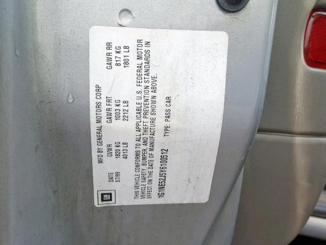 1G1NE52J5Y6100512 - 2000 CHEVROLET MALIBU LS GRAY photo 10