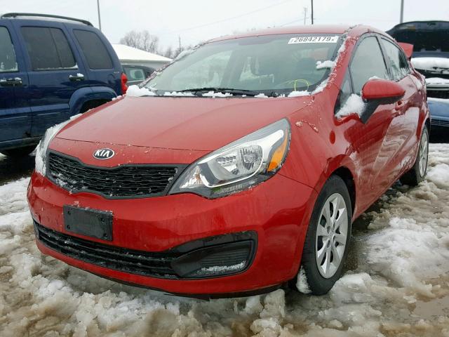 KNADM4A33E6324745 - 2014 KIA RIO LX RED photo 2