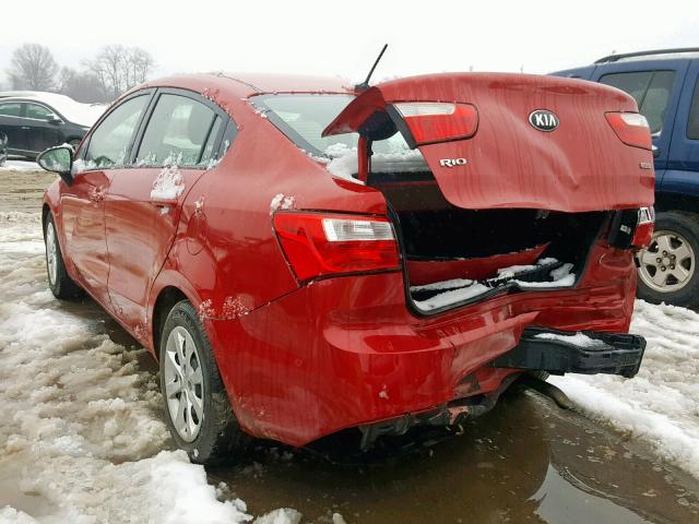 KNADM4A33E6324745 - 2014 KIA RIO LX RED photo 3